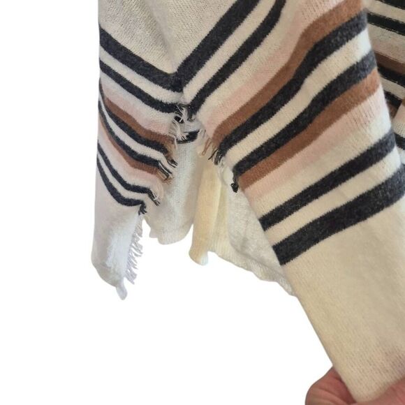 Melrose & Market Women's Cream Poly Knit w Gray & Brown Stripe Accents Open Fron - Picture 7 of 13